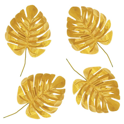 Luau Party Fabric Gold Palm Leaves - Bulk/6 Palm Leaves