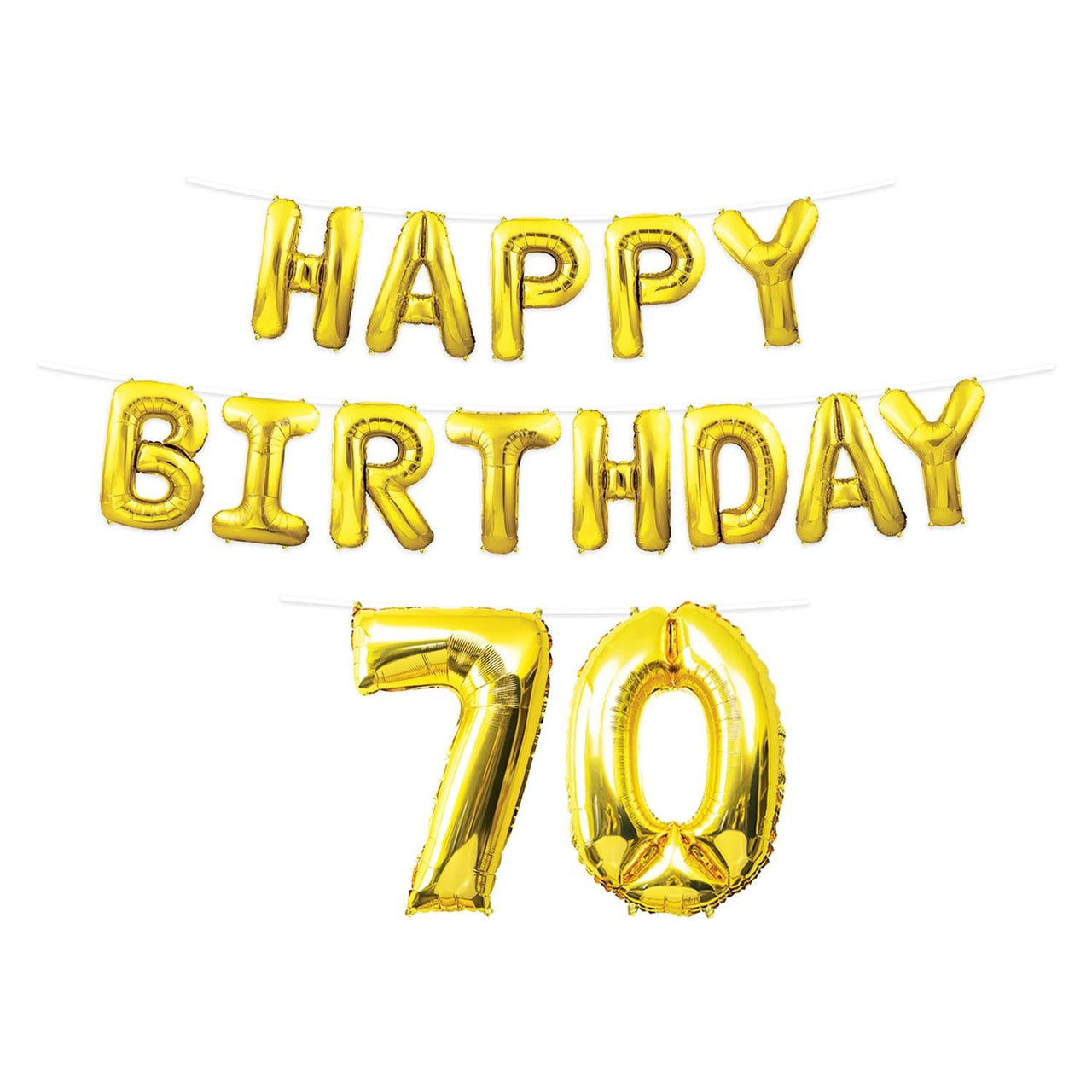 Happy Birthday Party 70th Balloon Streamer - Bulk 6 Pack