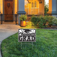 6 Pack Bulk Black Plastic Congrats Grad Yard Sign