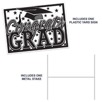 6 Pack Bulk Black Plastic Congrats Grad Yard Sign