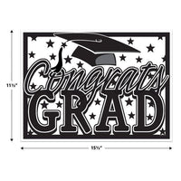 6 Pack Bulk Black Plastic Congrats Grad Yard Sign