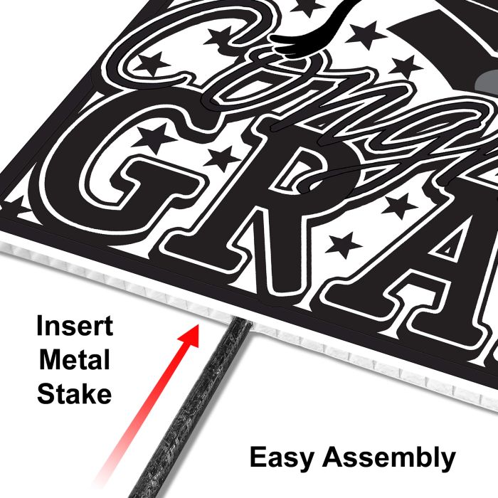 6 Pack Bulk Black Plastic Congrats Grad Yard Sign