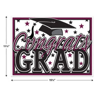6 Pack Bulk Burgundy Plastic Congrats Grad Yard Sign