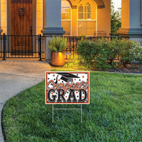 6 Pack Bulk Orange Plastic Congrats Grad Yard Sign