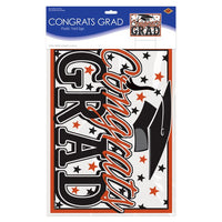 6 Pack Bulk Orange Plastic Congrats Grad Yard Sign