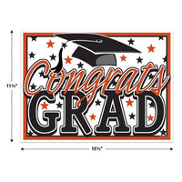 6 Pack Bulk Orange Plastic Congrats Grad Yard Sign