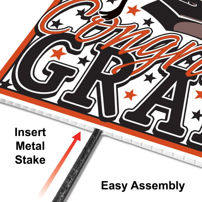 6 Pack Bulk Orange Plastic Congrats Grad Yard Sign