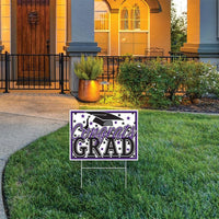 6 Pack Bulk Purple Plastic Congrats Grad Yard Sign