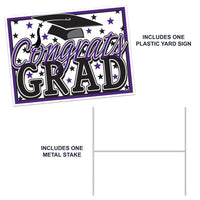 6 Pack Bulk Purple Plastic Congrats Grad Yard Sign
