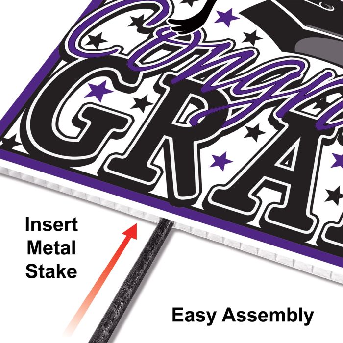 6 Pack Bulk Purple Plastic Congrats Grad Yard Sign