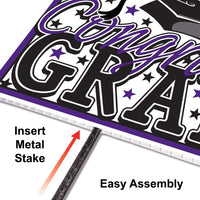 6 Pack Bulk Purple Plastic Congrats Grad Yard Sign
