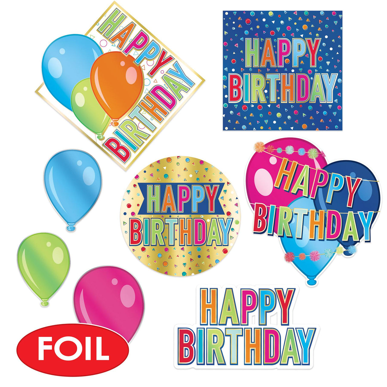 Bulk Foil Happy Birthday Cutouts (Case of 96) by Beistle
