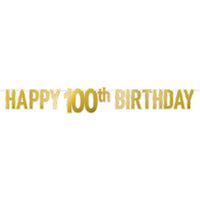 Happy 100th Birthday Streamer - Foil Banner Decoration