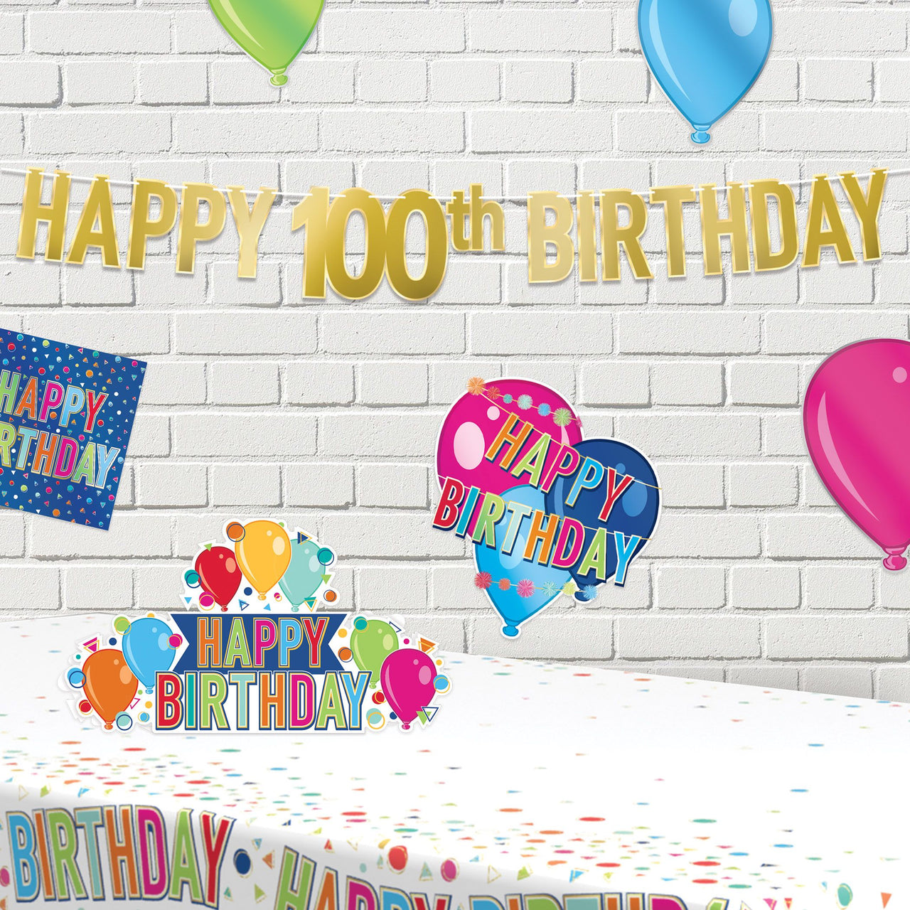 12 Pack Bulk Happy 100th Birthday Streamer Foil Banner Decoration