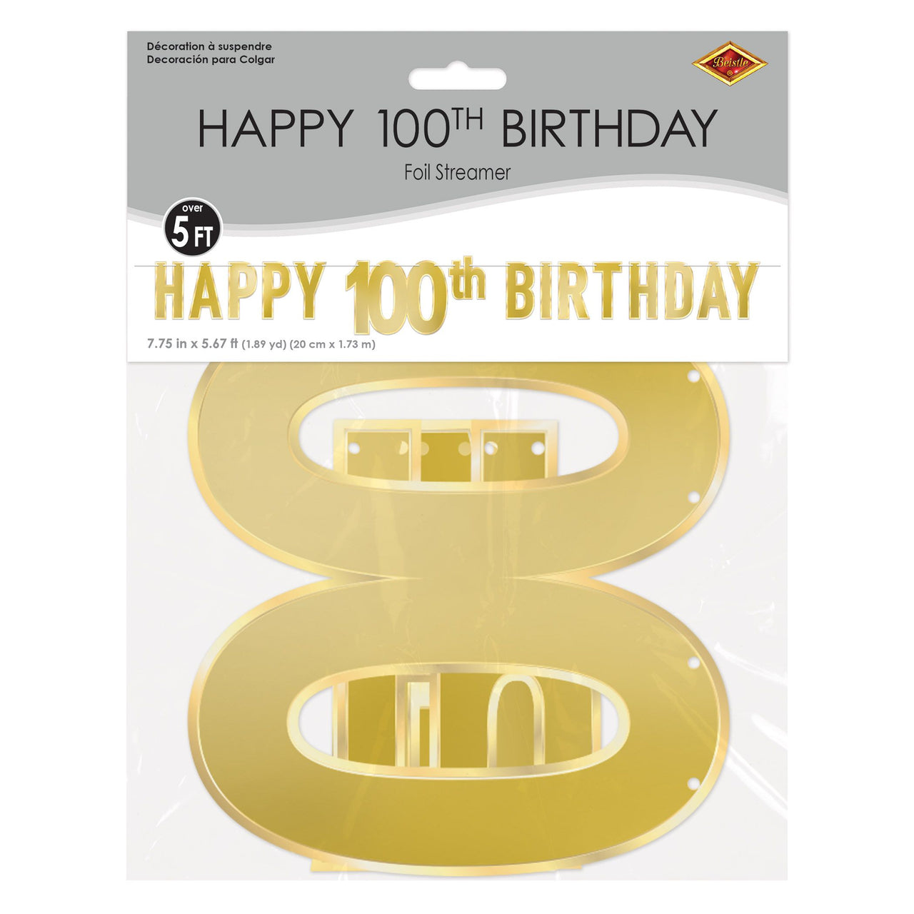 12 Pack Bulk Happy 100th Birthday Streamer Foil Banner Decoration