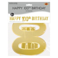 12 Pack Bulk Happy 100th Birthday Streamer Foil Banner Decoration
