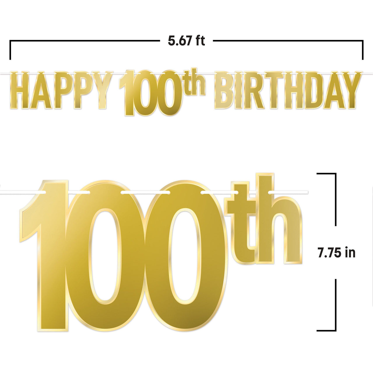 12 Pack Bulk Happy 100th Birthday Streamer Foil Banner Decoration