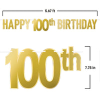 12 Pack Bulk Happy 100th Birthday Streamer Foil Banner Decoration