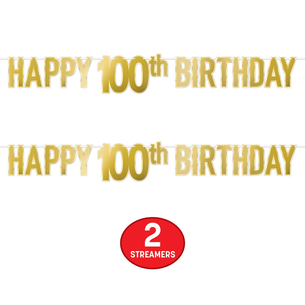 12 Pack Bulk Happy 100th Birthday Streamer Foil Banner Decoration