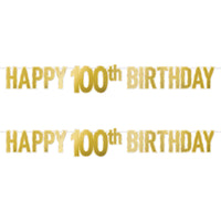12 Pack Bulk Happy 100th Birthday Streamer Foil Banner Decoration