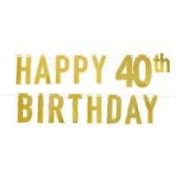 Foil Happy 40th Birthday Party Streamer - Bulk 12 Pack