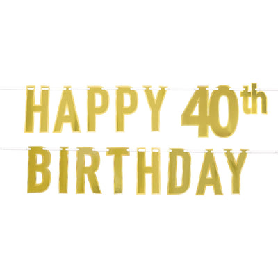 Foil Happy 40th Birthday Party Streamer - Bulk 12 Pack