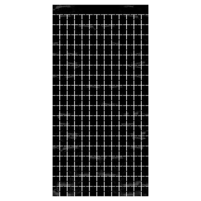 Black Metallic Party Square Curtain - Bulk 6 Pack