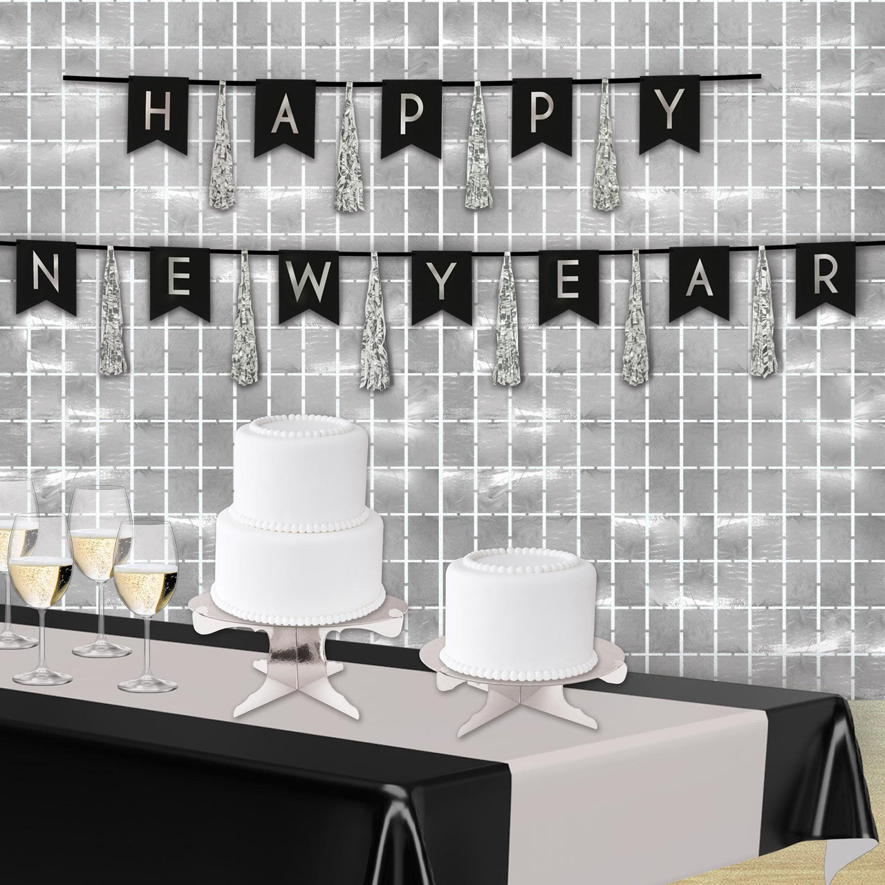 Bulk Metallic Square Curtain - Silver (Case of 6) by Beistle