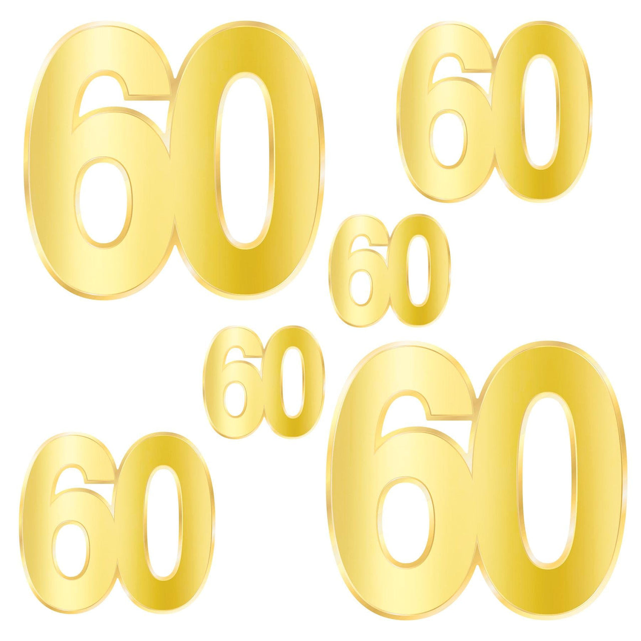 Foil 60th Birthday Party Cutouts - Bulk 72 Pack