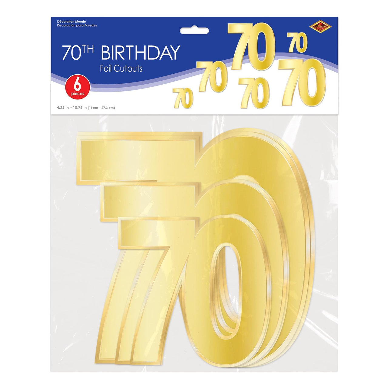 Bulk Foil  70  Birthday Cutouts (Case of 72) by Beistle