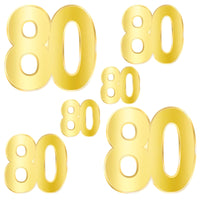Foil 80th Birthday Party Cutouts - Bulk 72 Pack