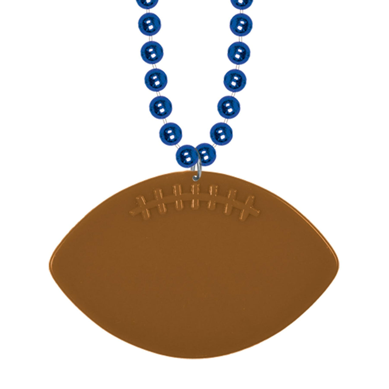 Bulk Blue Bead Necklaces with Football Medallion (Case of 12) by Beistle