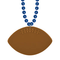 Bulk Blue Bead Necklaces with Football Medallion (Case of 12) by Beistle