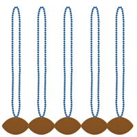 Bulk Blue Bead Necklaces with Football Medallion (Case of 12) by Beistle