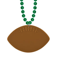Bulk Green Bead Necklaces with Football Medallion (Case of 12) by Beistle