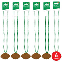 Bulk Green Bead Necklaces with Football Medallion (Case of 12) by Beistle