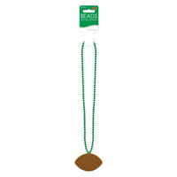 Bulk Green Bead Necklaces with Football Medallion (Case of 12) by Beistle