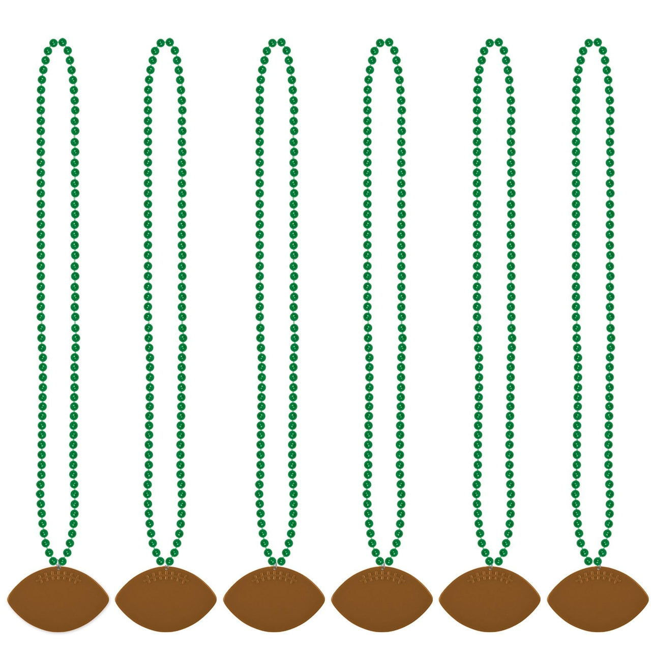 Bulk Green Bead Necklaces with Football Medallion (Case of 12) by Beistle