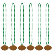 Bulk Green Bead Necklaces with Football Medallion (Case of 12) by Beistle