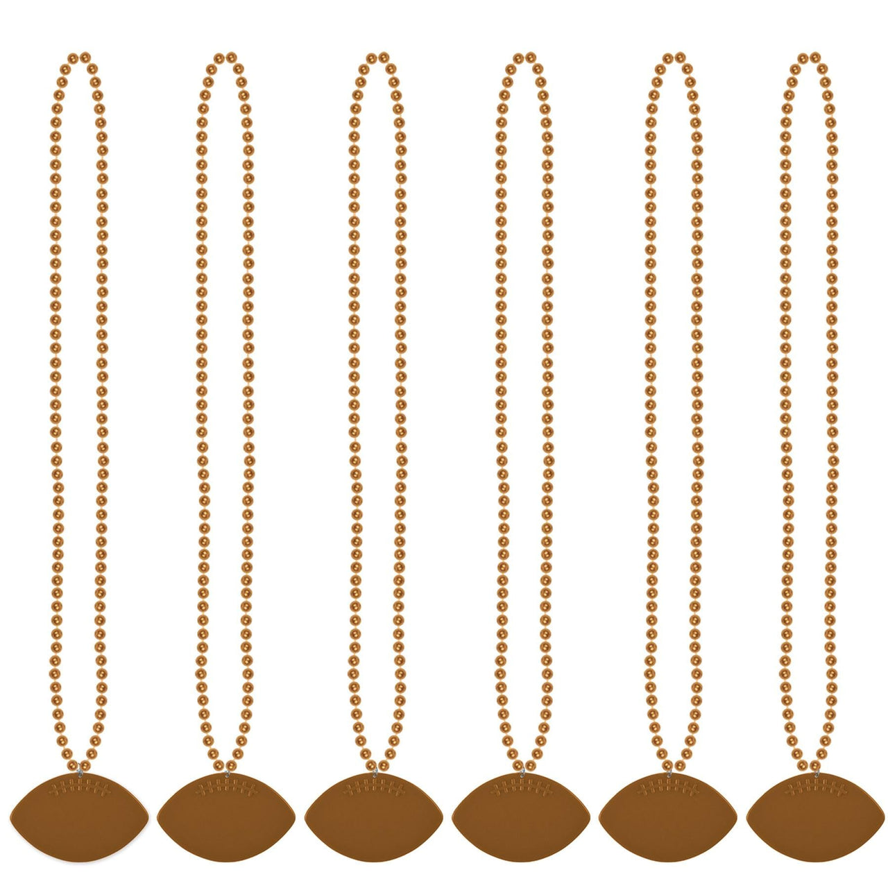 Bulk Orange Bead Necklaces with Football Medallion (Case of 12) by Beistle