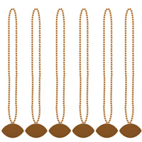 Bulk Orange Bead Necklaces with Football Medallion (Case of 12) by Beistle