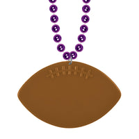 Bulk Purple Bead Necklaces with Football Medallion (Case of 12) by Beistle
