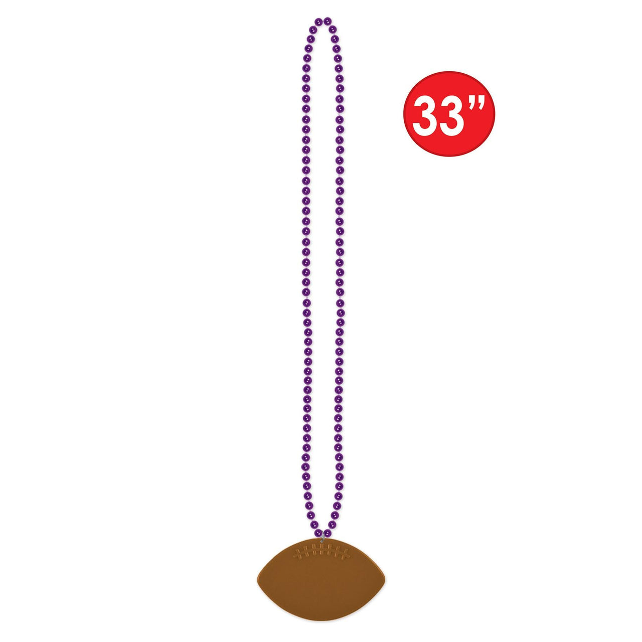 Bulk Purple Bead Necklaces with Football Medallion (Case of 12) by Beistle