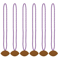 Bulk Purple Bead Necklaces with Football Medallion (Case of 12) by Beistle