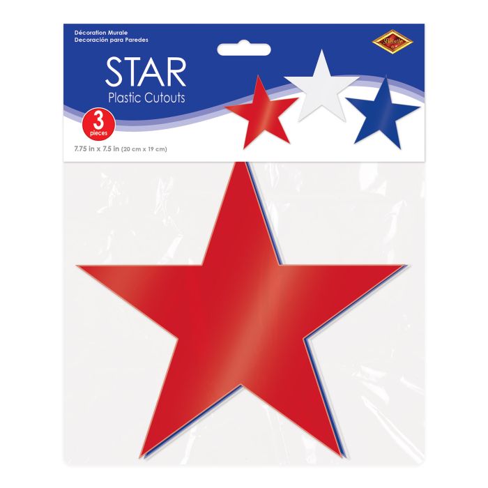 36 Pack Bulk Plastic Star Cutout Decorations