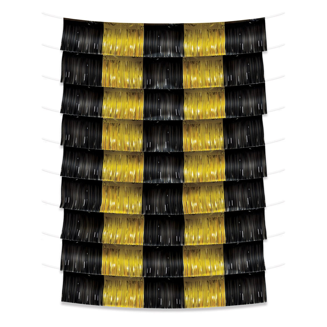 Black and Gold Metallic Party Fringe Garland Backdrop - Bulk 12 Pack