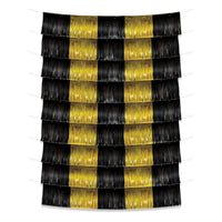 Black and Gold Metallic Party Fringe Garland Backdrop - Bulk 12 Pack
