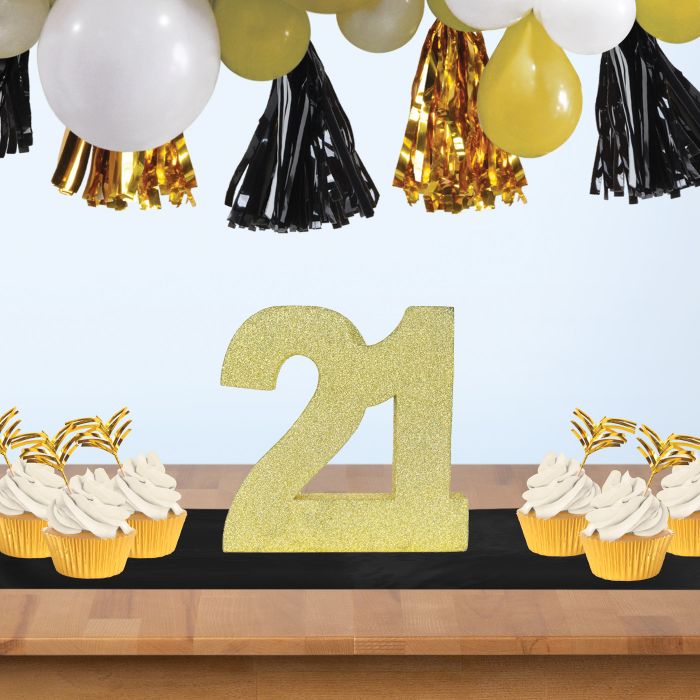 6 Pack Bulk Gold Glitter 21st Birthday Centerpiece 3D Decoration - view 2