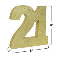 6 Pack Bulk Gold Glitter 21st Birthday Centerpiece 3D Decoration - view 3