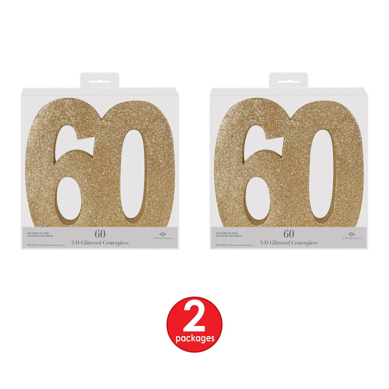 Bulk 3-D Glittered 60 Centerpiece (6 Pkgs Per Case) by Beistle